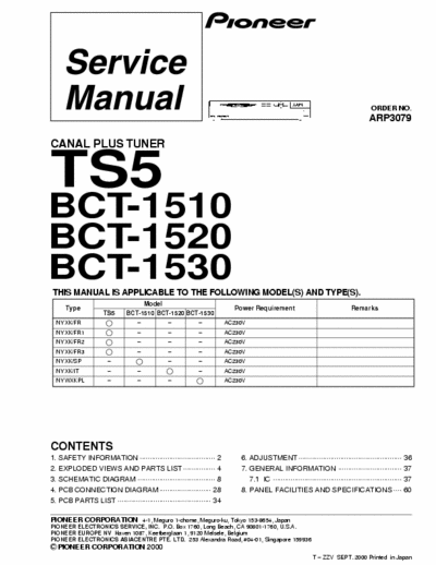 Pioneer TS5, BCT-1510, BCT-1520, BCT-1530 Service Manual Canal Plus Tuner (mod. NYXK, NYWX series - Part 1/2 pag. 61